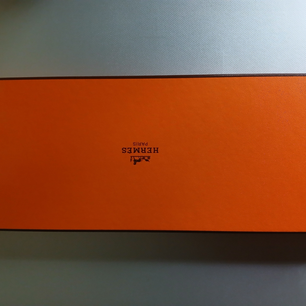Hermes Orange Tie with Black Laces - Picture 3 of 4